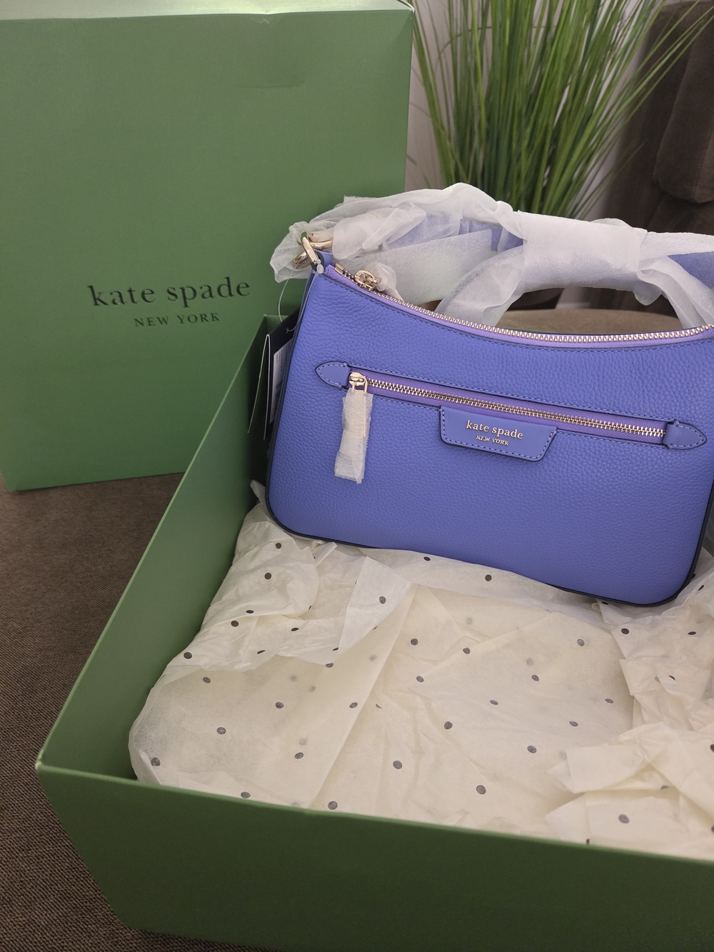NWT Kate Spade Hudson Pebbled Leather Convertible Crossbody Dark Periwinkle
